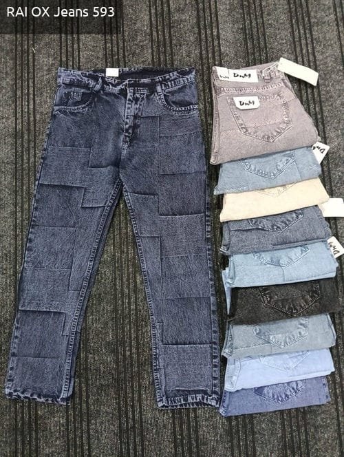 Rai-ox acid-wash jeans with colour variations